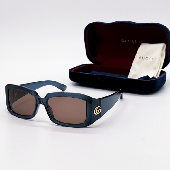 NEW GUCCI GG1403S 003 SQUARE BLUE BROWN WOMEN SUNGLASSES GUCCI - Picture 3 of 12